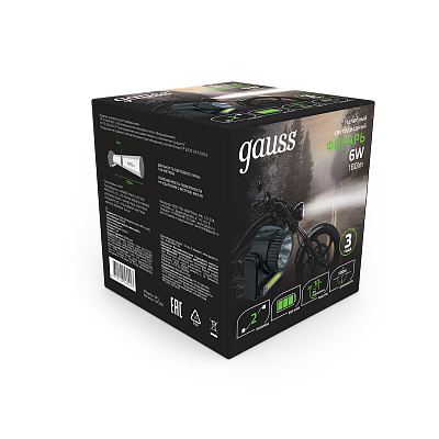 Фонарь налобный Gauss 6W 180lm Lead acid 800mAh LED GF309