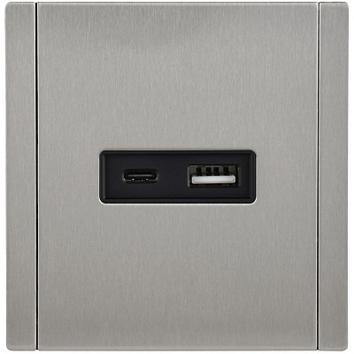 Розетка USB A+C 3,1А IEK FORTE&PIANO FP750M FP-U22-D31-M-K50 металл никель