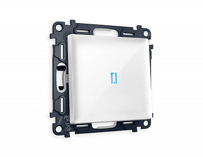 Комплект механизма 1-клавишного выключателя с подсветкой 10000K ALFA MA102020 Белый глянец QUANT