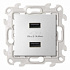 Розетка 2*USB 2.4A Simon 24 Harmonie алюминий 2411096-033