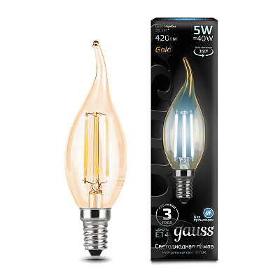 Лампа Gauss Filament Свеча на ветру 5W 420lm 4100К Е14 LED 104801805