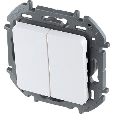 Выключатель двухклавишный белый Legrand Inspiria 673620