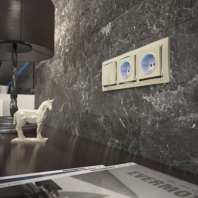 Розетка с подсветкой Werkel слоновая кость a054522