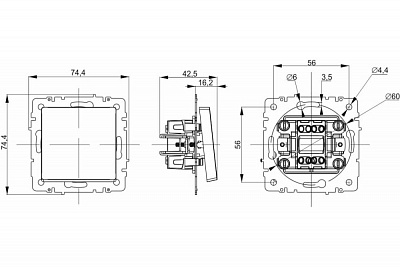 Выключатель двухклавишный с подсветкой IEK Brite ВС10-2-1-БрА алюминий BR-V20-1-10-K47