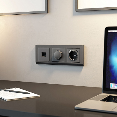 Розетка RJ-45 Werkel графит матовый a063108