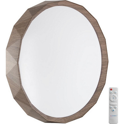 Светильник настенно-потолочный NOVOTECH LED 48Вт 7637/DLN BASICA SN 169  3000/4000/6000К D385 IP43 CCT ZIF WO пластик коричневый под дерево