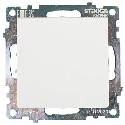 Переключатель 1-клавишный (механизм), STEKKER Катрин GLS10-7105-01, 250V, 10А, белый