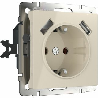 Розетка с заземлением, шторками и 2USB Werkel W1171503 слоновая кость a051486