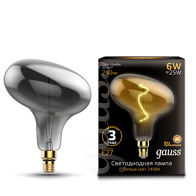 Лампа Gauss Filament FD180 6W 240lm 2400К Е27 LED 165802008