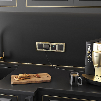 Выключатель двухклавишный проходной Werkel W1122008 черный a051621