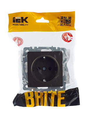 Розетка с заземлением и защитными шторками IEK Brite РС14-1-0-БрТБ бронза BR-R14-16-K45