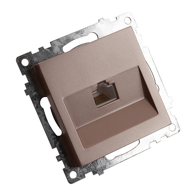 Розетка компьютерная 1-местная RJ-45 (механизм), STEKKER Катрин GLS00-7107-02, шампань