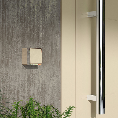 Выключатель одноклавишный влагозащищенный Werkel Gallant шампань рифленый a051040