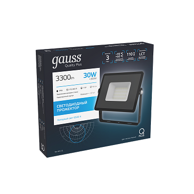 Прожектор Gauss Qplus 30W 3300lm 6500K 175-265V LED 613511330