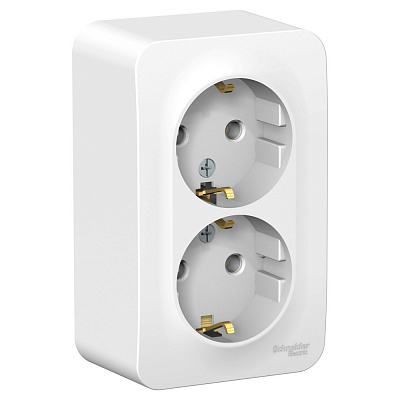Розетка двойная с заземлением белая SE Blanca BLNRA010211