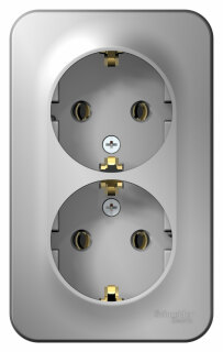 Розетка двойная с заземлением алюминий SE Blanca BLNRA010213