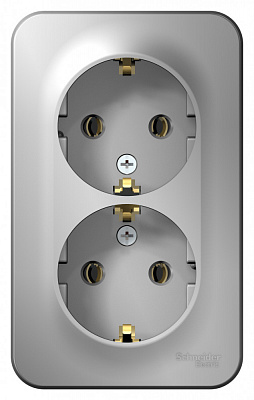 Розетка двойная с заземлением алюминий SE Blanca BLNRA010213