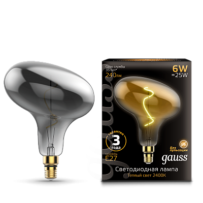 Лампа Gauss Filament FD180 6W 240lm 2400К Е27 LED 165802008 (10 шт)