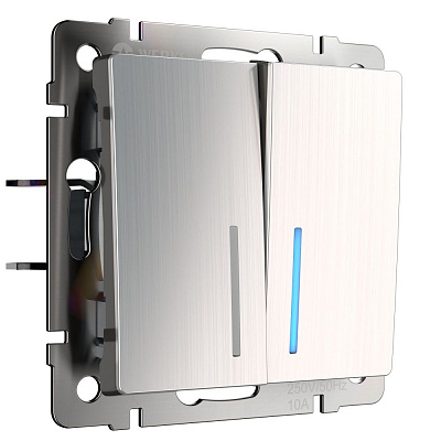 Выключатель двухклавишный с подсветкой Werkel W1120102 никель a051094