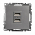 Розетка USB 2-местная (механизм), STEKKER Катрин GLS10-7115-03, 250B, 2,1А, серебро