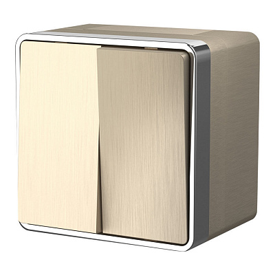 Выключатель двухклавишный влагозащищенный Werkel Gallant шампань рифленый a051045