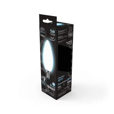 Лампа Gauss Filament Свеча 5W 450lm 4100К Е14 LED 103201205 (10 шт)