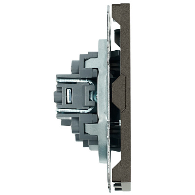 Розетка HDMI 2.0 Type A (механизм), STEKKER Эмили, RST00-5118-09, антрацит, soft touch