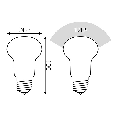 Лампа Gauss Elementary R63 8W 650lm 3000K Е27 LED 63218