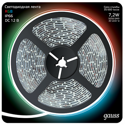 Лента Gauss Gauss LED 5050-SMD 7.2W DC RGB 311000407