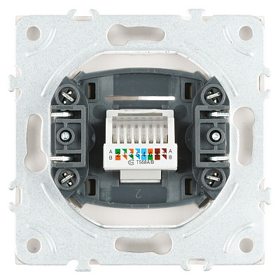 Розетка компьютерная 1-местная RJ-45 (механизм), STEKKER Эмили, RST00-5117-01, белый фарфор, soft touch