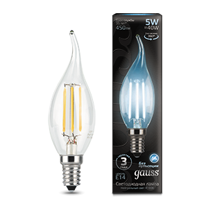 Лампа Gauss Filament Свеча на ветру 5W 450lm 4100К Е14 LED 104801205