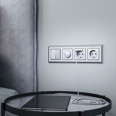 Розетка с заземлением Werkel серебряные a051514