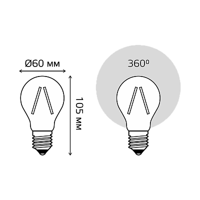 Лампа Gauss Filament А60 12W 1200lm 2700К Е27 LED 102902112