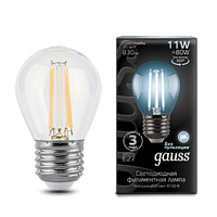 Лампа Gauss Filament Шар 11W 830lm 4100К Е27 LED 105802211