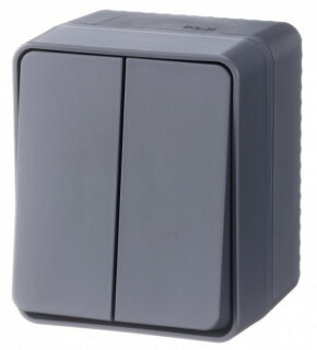 Выключатель двухклавишный SE AtlasDesign Profi54 антрацит ATN544051