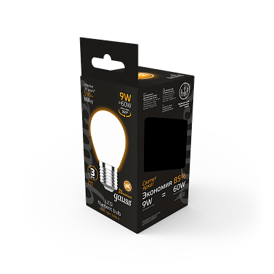 Лампа Gauss Filament Шар 9W 590lm 3000К Е27 LED 105202109 (20 шт)