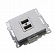 Розетка USB 2-местная (механизм), STEKKER Катрин GLS10-7115-03, 250B, 2,1А, серебро