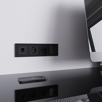 Розетка RJ-45 Werkel черный акриловый a064046