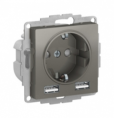 Розетка с 2xUSB SE AtlasDesign сталь ATN000930