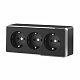 Розетка тройная с заземлением и шторками Werkel Gallant W5073135 черный/хром a052592