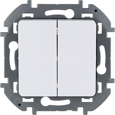 Выключатель двухклавишный белый Legrand Inspiria 673620