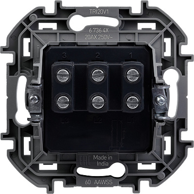 Выключатель трехклавишный антрацит Legrand Inspiria 673643