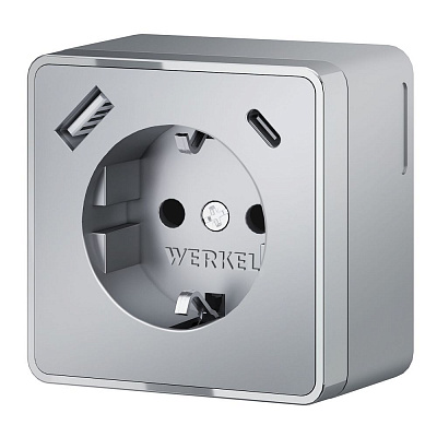 Розетка с заземлением и USB Werkel Gallant серебряные a057701