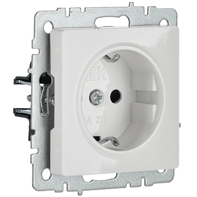 Розетка с заземлением и защитными шторками IEK Brite РС14-1-0-БрА алюминий BR-R14-16-K47