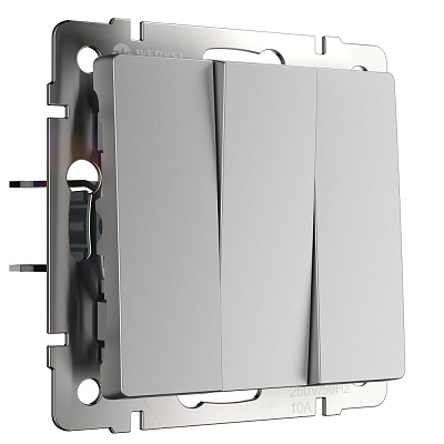 Выключатель трехклавишный Werkel W1130006 серебряный a051503