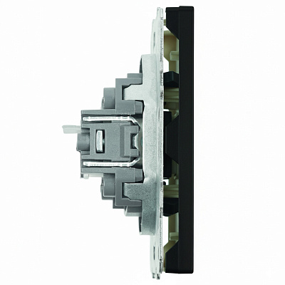 Розетка компьютерная 1-местная RJ-45 (механизм), STEKKER Эмили, RST00-5117-05, черный уголь, soft touch