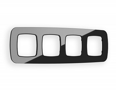 Рамка OMEGA Radian (Черный Стекло закаленное натуральное) на 4 поста OF350804