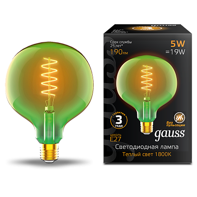 Лампа Gauss Filament G125 5W 190lm 1800К Е27  LED 1012802105 (15 шт)