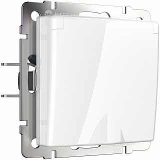 Розетка с заземлением, шторками и защитной крышкой Werkel W1171201 белая a051120