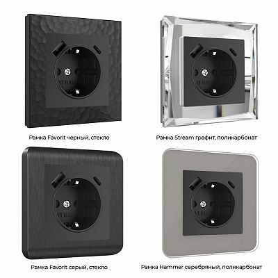 Розетка с заземлением и USB Werkel черный a056275